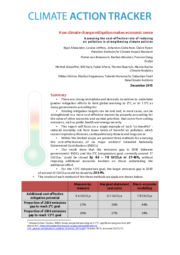 (PDF) How climate change mitigation makes economic sense Assessing the ...