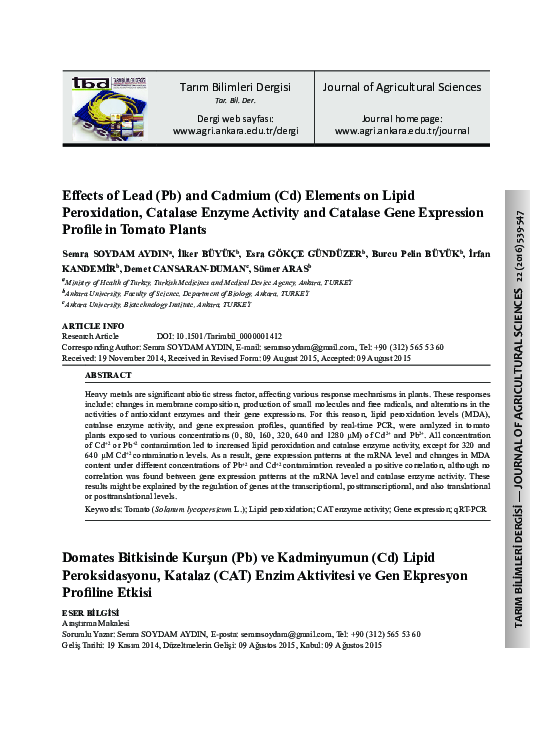 (PDF) Effects of Lead Pb and Cadmium Cd Elements on Lipid Peroxidation ...