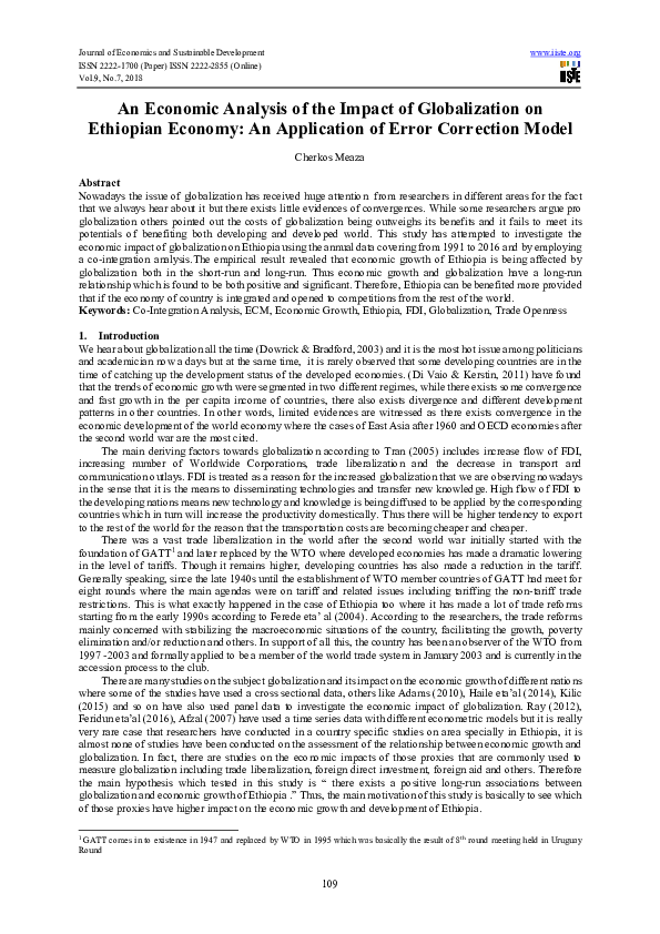 (PDF) An Economic Analysis of the Impact of Globalization on Ethiopian ...