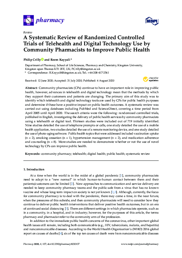 (PDF) A Systematic Review of Randomized Controlled Trials of Telehealth ...