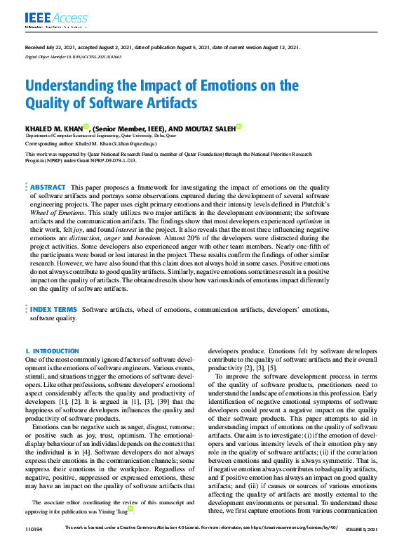 (PDF) Understanding the Impact of Emotions on the Quality of Software ...