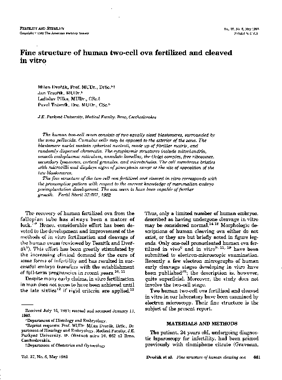 (PDF) Fine structure of human two-cell ova fertilized and cleaved in vitro