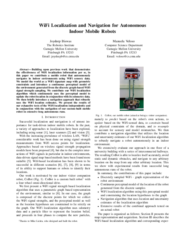 (PDF) WiFi localization and navigation for autonomous indoor mobile ...