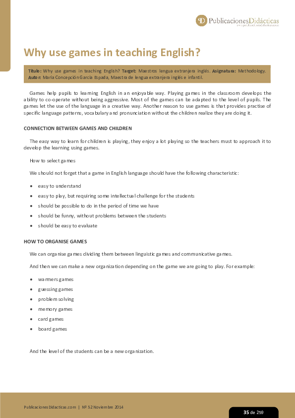 (PDF) Why use games in teaching English