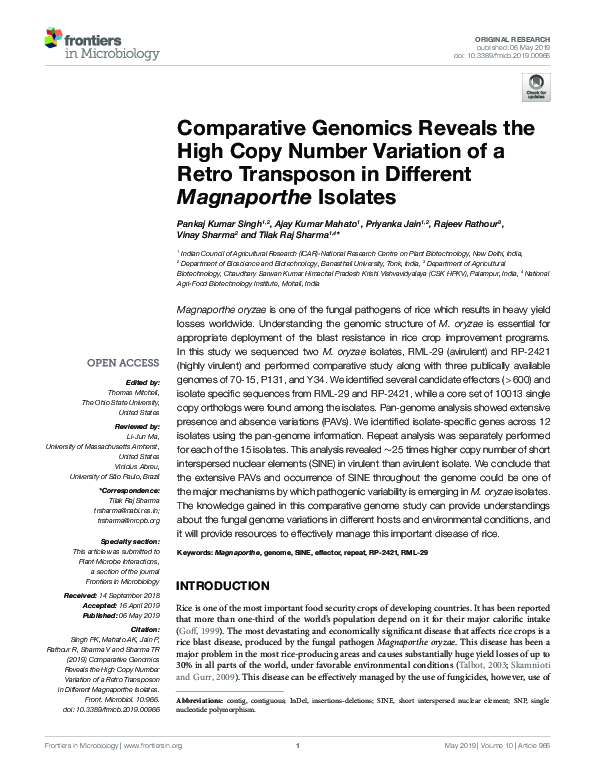 (PDF) Comparative Genomics Reveals the High Copy Number Variation of a ...