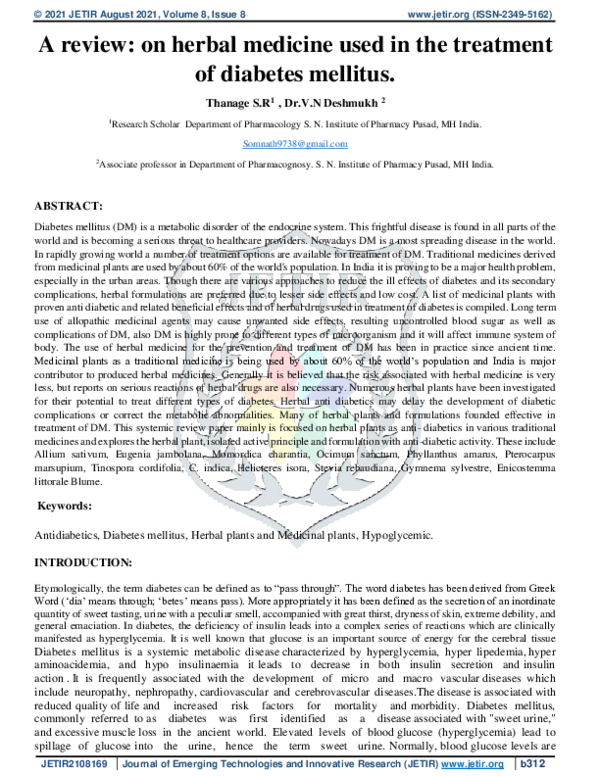 (PDF) A review: on herbal medicine used in the treatment of diabetes ...
