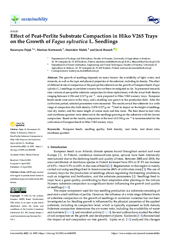 (PDF) Effect of Peat-Perlite Substrate Compaction in Hiko V265 Trays on ...
