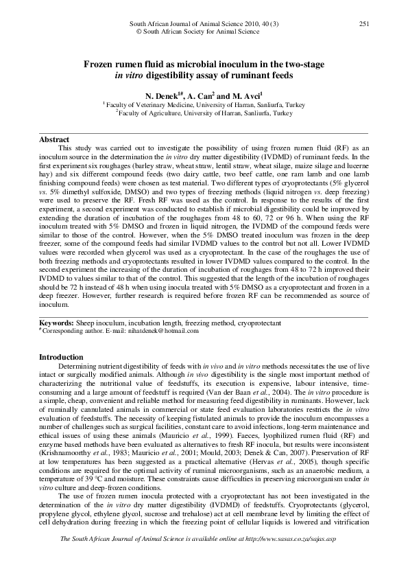 (PDF) Frozen rumen fluid as microbial inoculum in the two-stage in ...