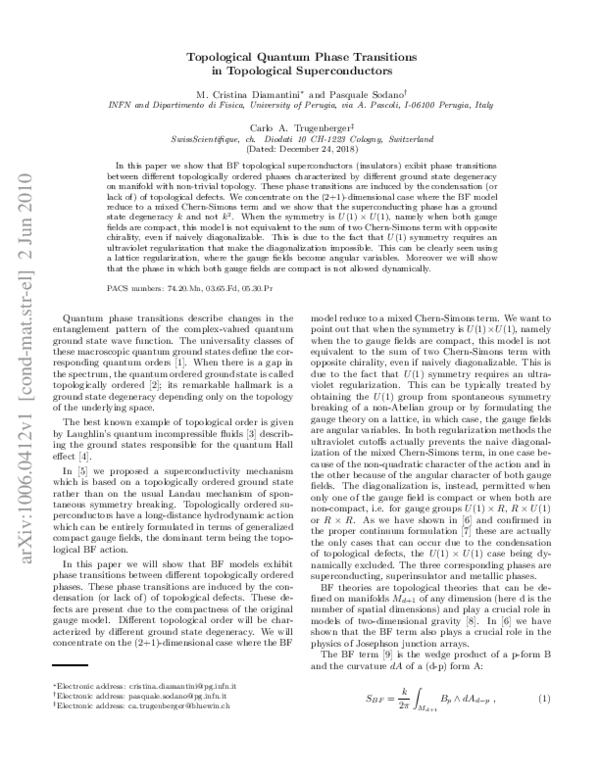 (PDF) Topological quantum phase transitions in topological superconductors