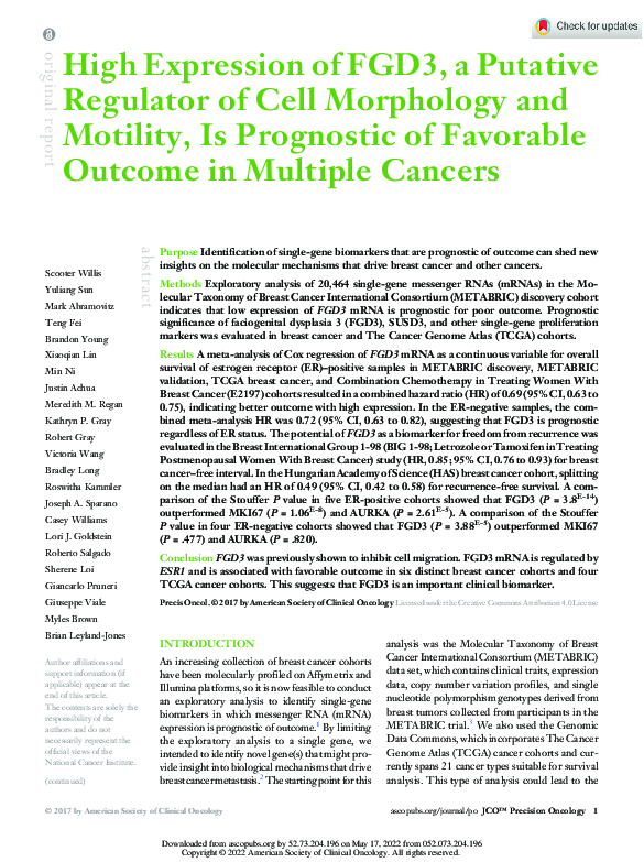 (PDF) High Expression of FGD3, a Putative Regulator of Cell Morphology ...