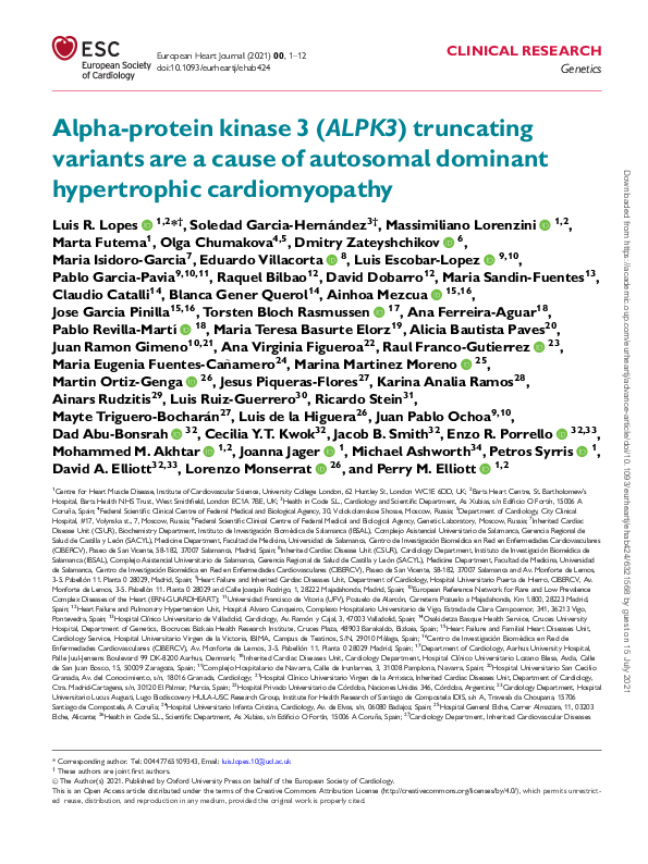 (PDF) Alpha-protein kinase 3 (ALPK3) truncating variants are a cause of ...