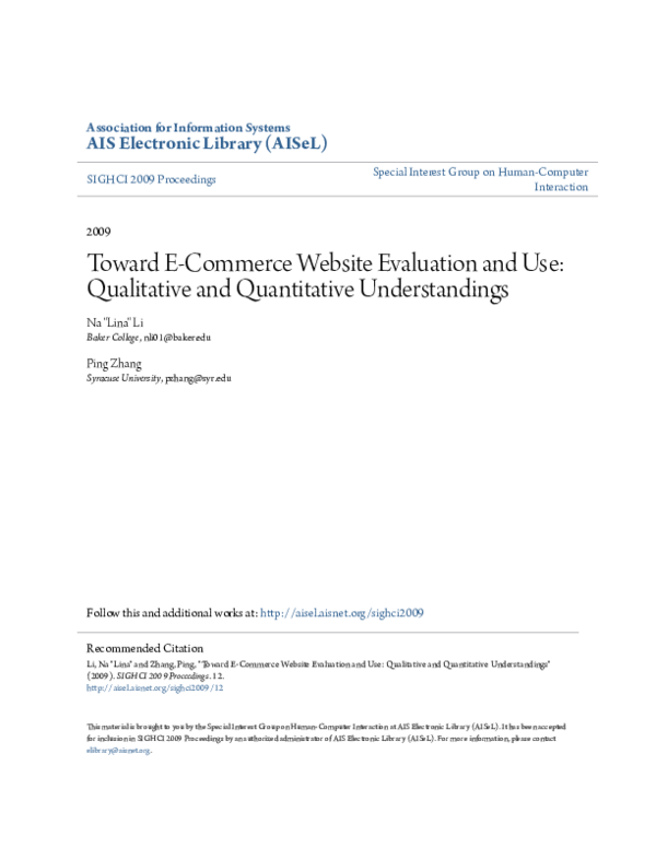 (PDF) Toward E-Commerce Website Evaluation and Use: Qualitative and ...