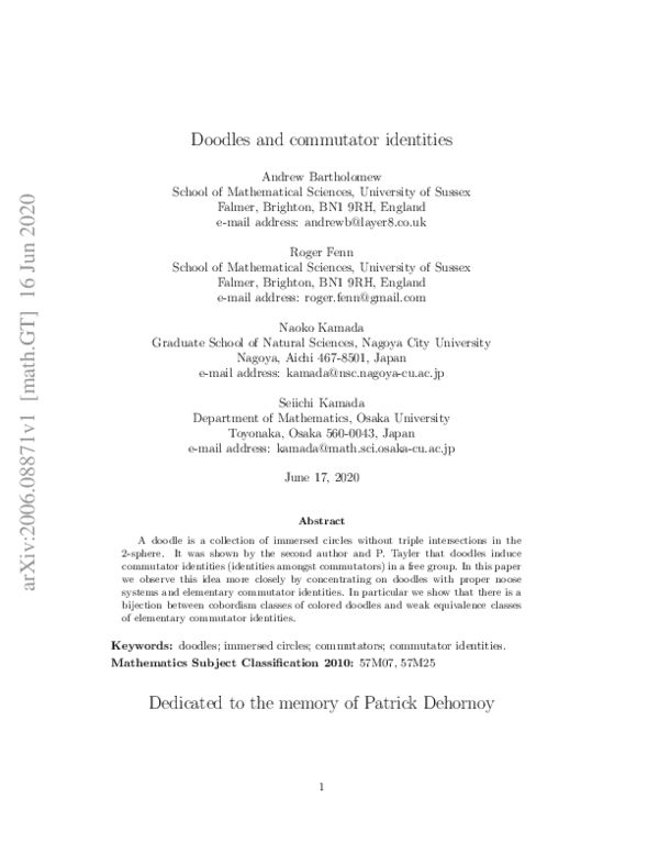 (PDF) Doodles and commutator identities