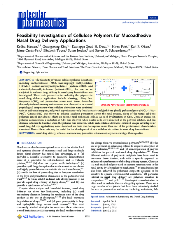 (PDF) Feasibility Investigation of Cellulose Polymers for Mucoadhesive ...