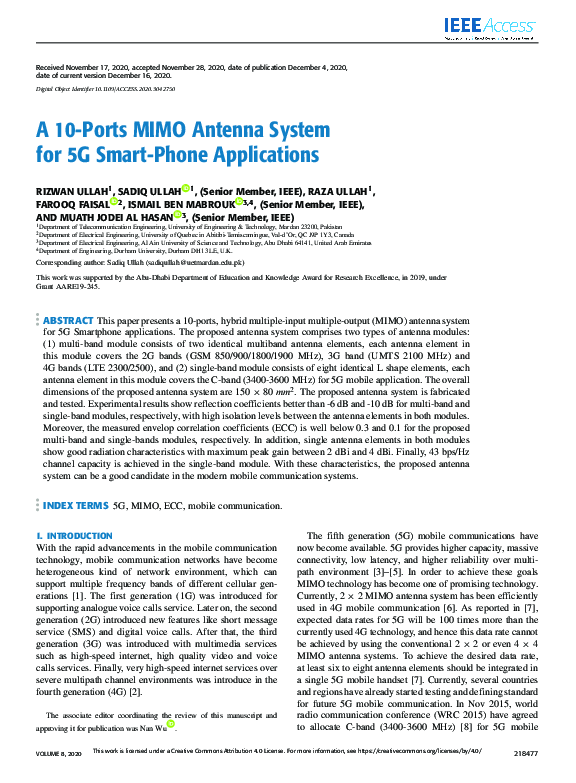 (PDF) A 10-Ports MIMO Antenna System for 5G Smart-Phone Applications