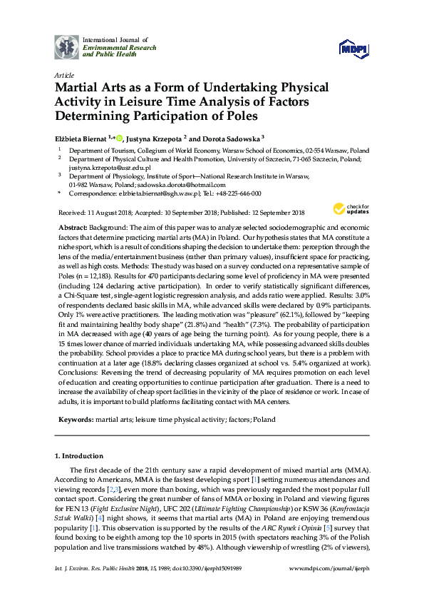 (PDF) Martial Arts as a Form of Undertaking Physical Activity in ...