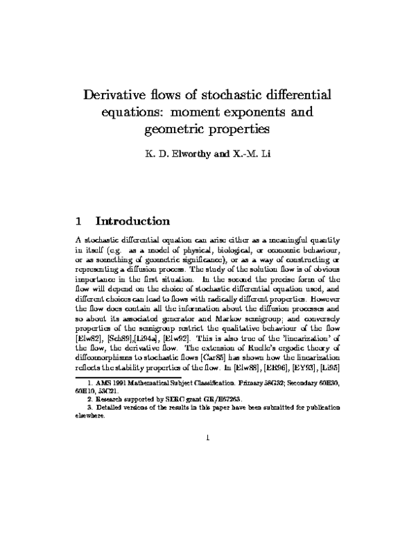 (PDF) Derivative flows of stochastic differential equations: moment ...
