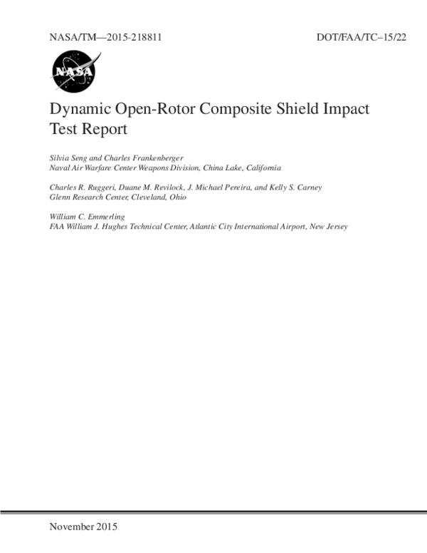 (PDF) Dynamic Open-Rotor Composite Shield Impact Test Report