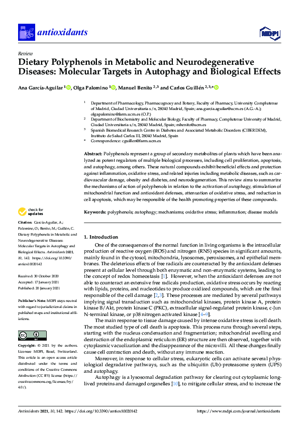 (PDF) Dietary Polyphenols in Metabolic and Neurodegenerative Diseases ...