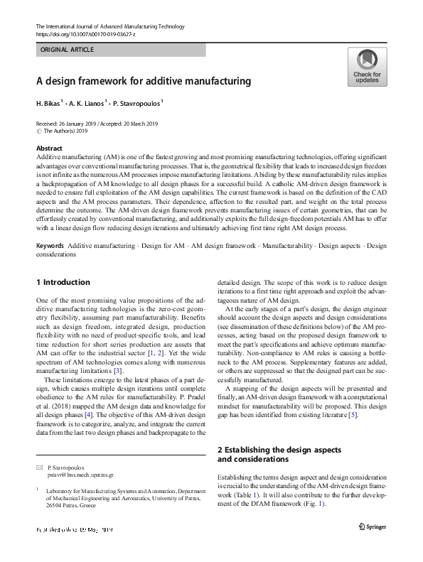 (PDF) A design framework for additive manufacturing
