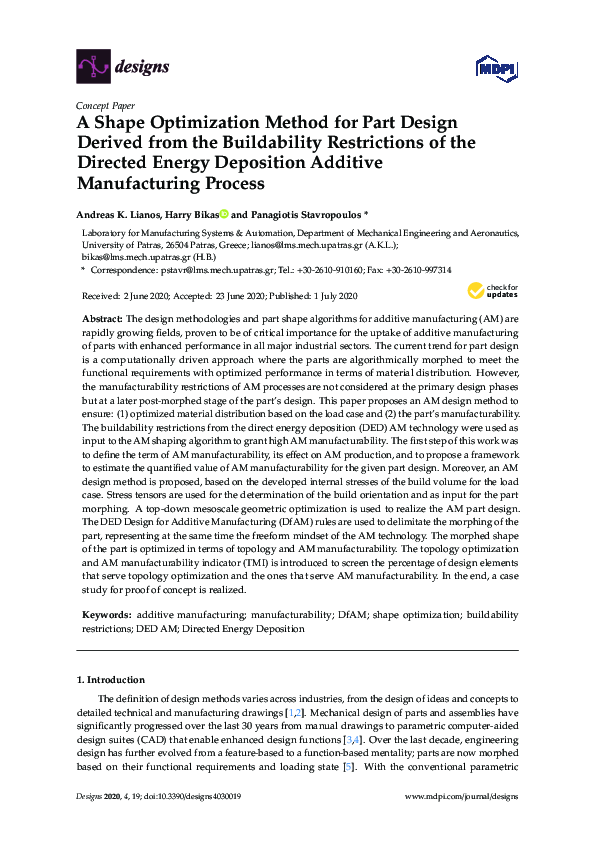 (PDF) A Shape Optimization Method for Part Design Derived from the ...