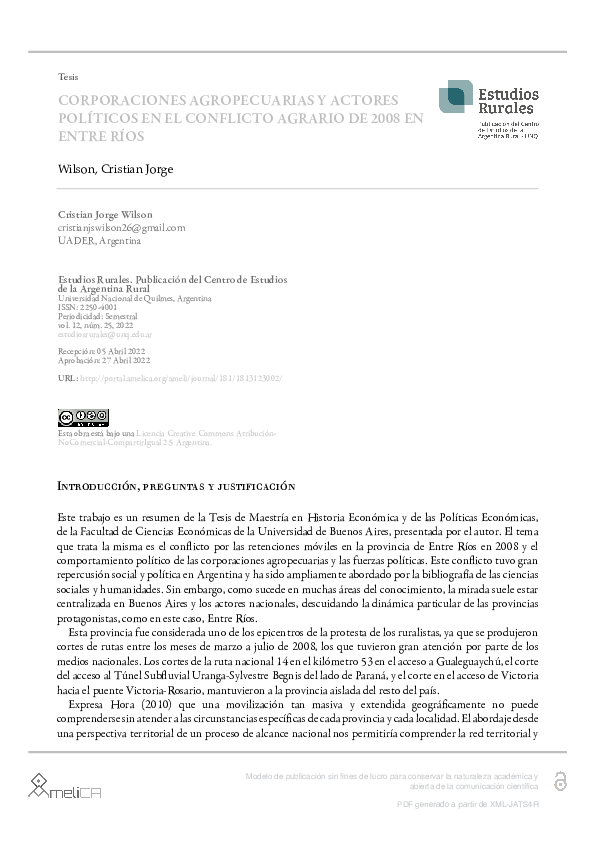 (PDF) Corporaciones Agropecuarias y actores políticos en el conflicto ...