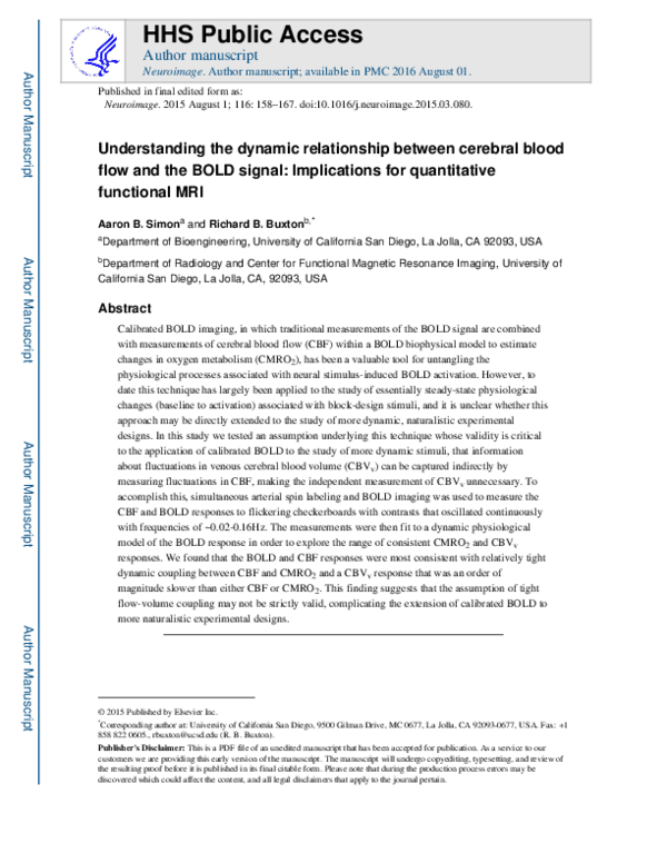 (PDF) Understanding the dynamic relationship between cerebral blood ...
