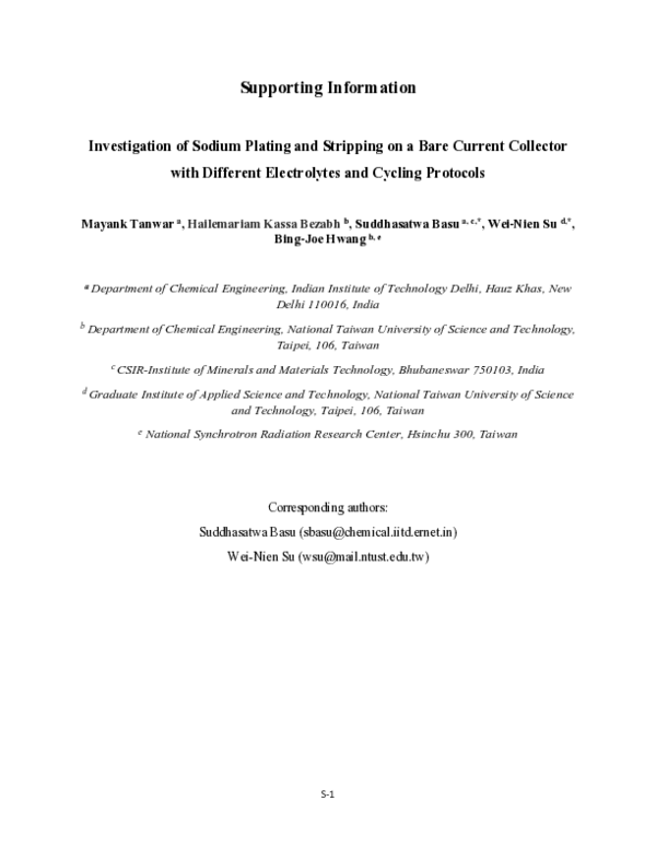 (PDF) Investigation of Sodium Plating and Stripping on a Bare Current ...
