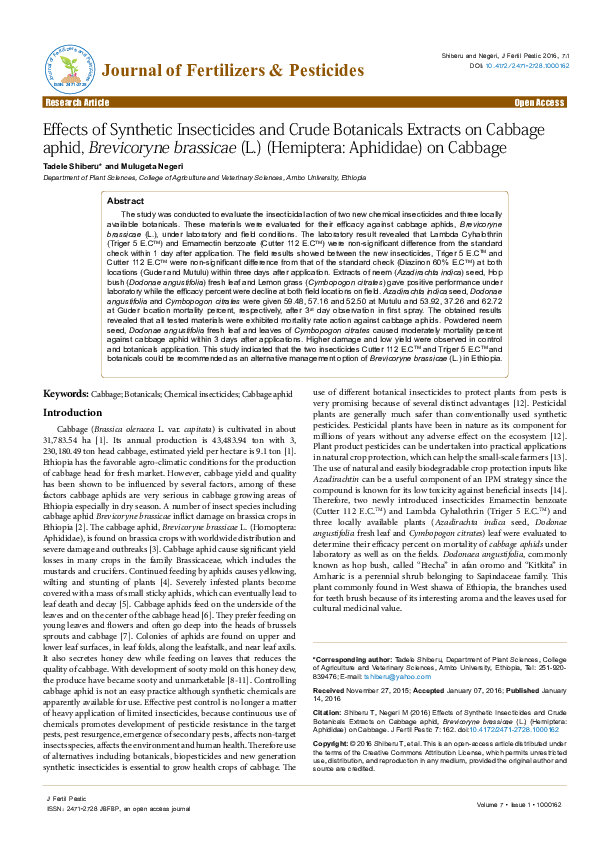(PDF) Effects of Synthetic Insecticides and Crude Botanicals Extracts ...