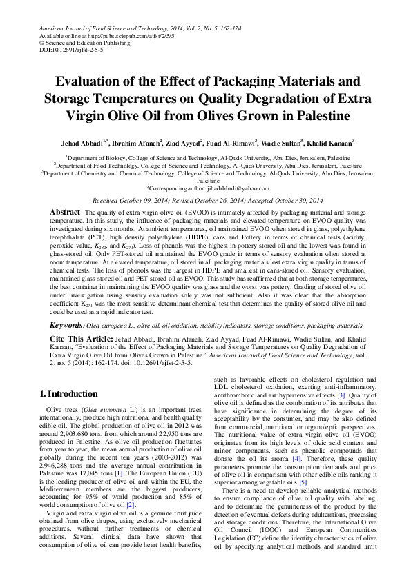 (PDF) Evaluation of the Effect of Packaging Materials and Storage ...