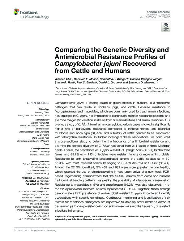 (PDF) Comparing the Genetic Diversity and Antimicrobial Resistance ...