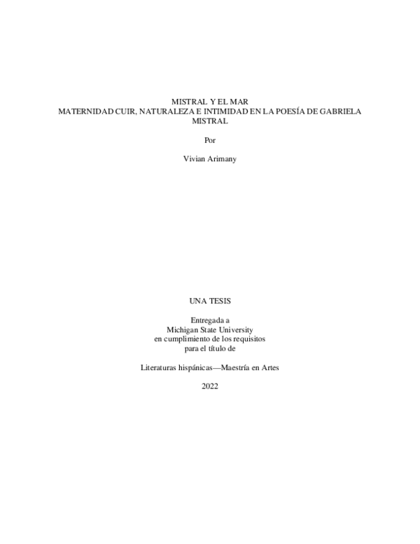 Pdf Mistral Y El Mar Maternidad Cuir Naturaleza E Intimidad En La Poesia De Gabriela Mistral Vivian Arimany Academia Edu