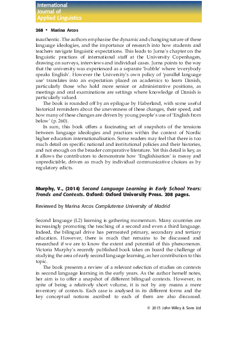 (PDF) Murphy, V., (2014) Second Language Learning in Early School Years ...