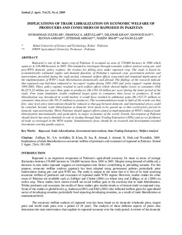 (PDF) Implications of Trade Libralization on Economic Welfare of ...