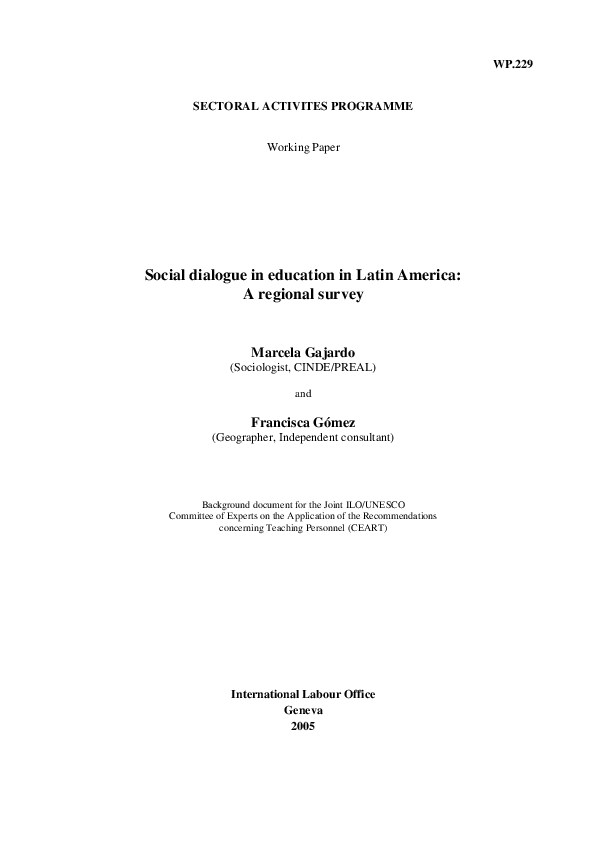 Insubject:latinoamerica PDF) Social dialogue in education in Latin America: A regional survey | Marcela Gajardo - Academia.edu