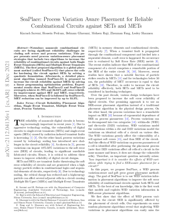 (PDF) SeaPlace: Process Variation Aware Placement for Reliable ...