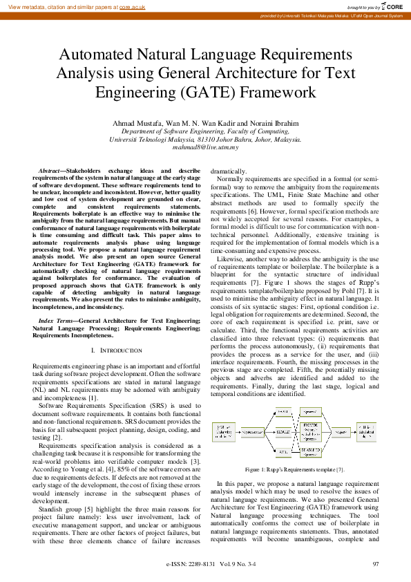 (PDF) Automated Natural Language Requirements Analysis using General ...