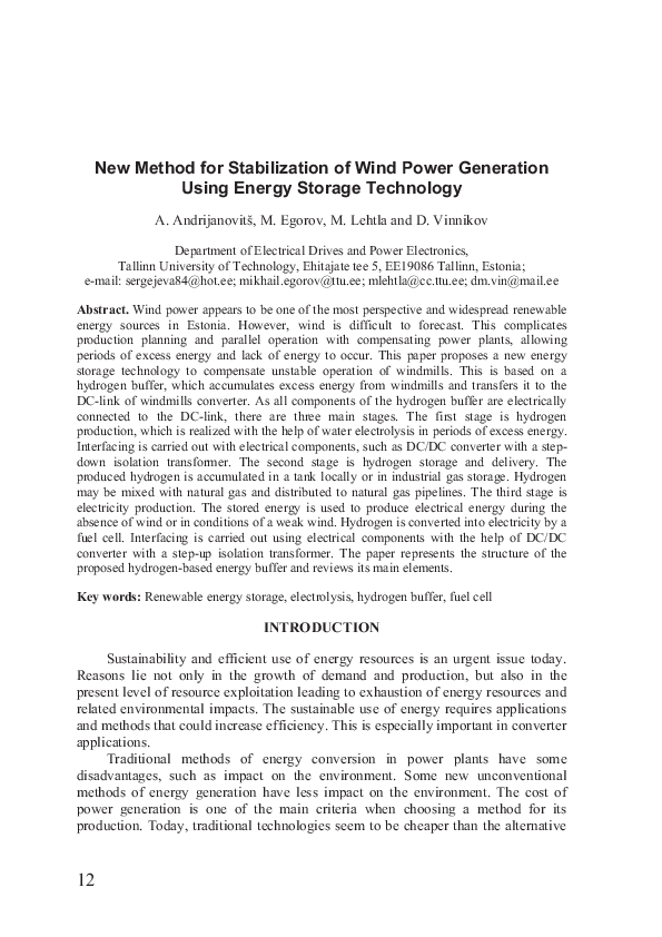 (PDF) New method for stabilization of wind power generation using an ...