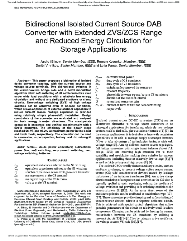 (PDF) Bidirectional Isolated CurrentSource DAB Converter With Extended