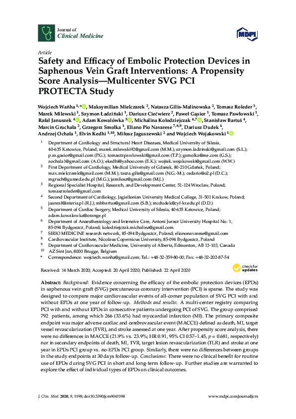 (PDF) Safety and Efficacy of Embolic Protection Devices in Saphenous ...