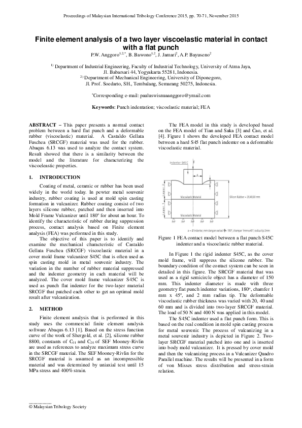 (PDF) Finite element analysis of a two layer viscoelastic material in ...