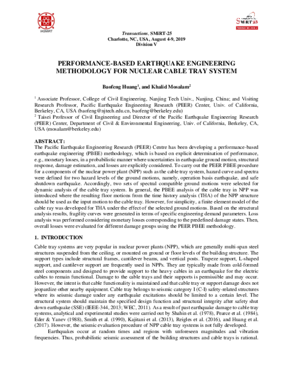 (PDF) Performance-Based Earthquake Engineering Methodology for Nuclear ...