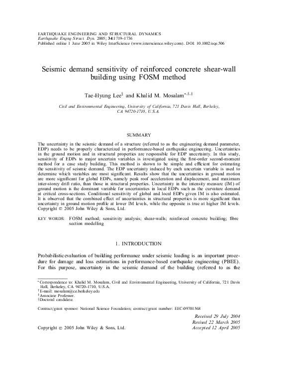 (PDF) Seismic demand sensitivity of reinforced concrete shear-wall ...
