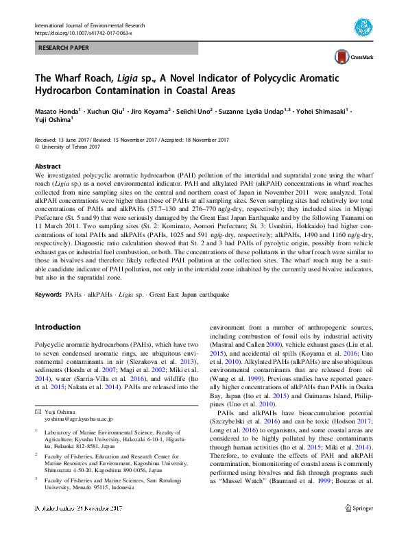 (PDF) The Wharf Roach, Ligia sp., A Novel Indicator of Polycyclic ...