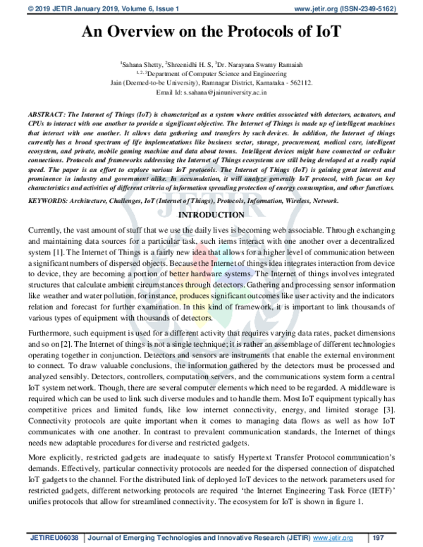 (PDF) An Overview on the Protocols of IoT