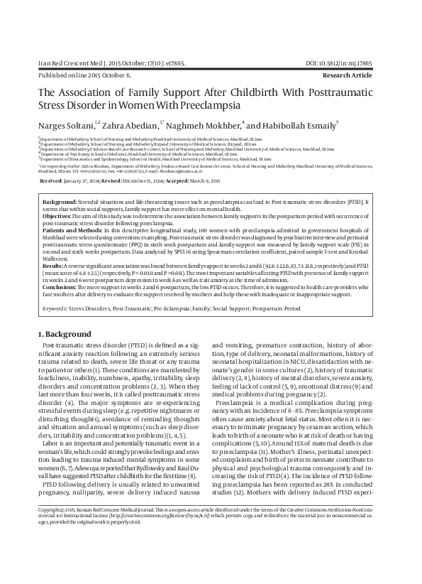 (PDF) The Association of Family Support After Childbirth With ...