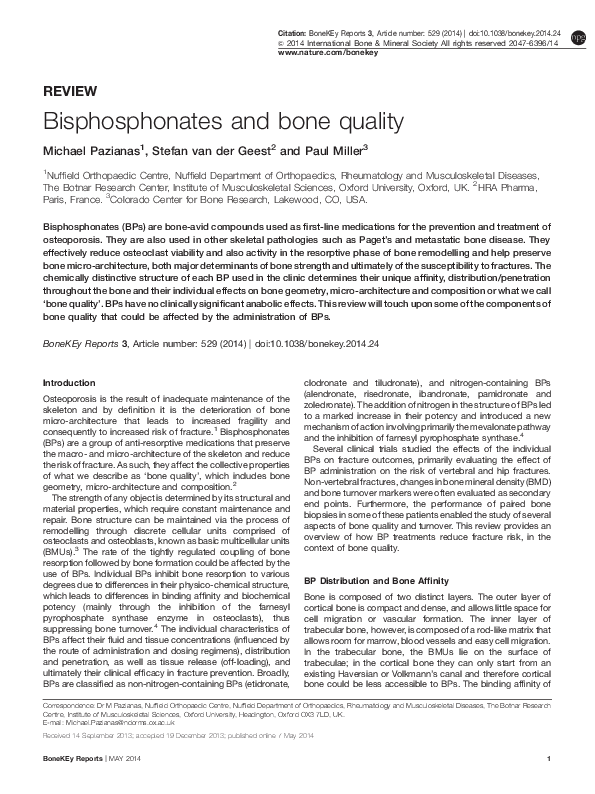(PDF) Bisphosphonates and bone quality