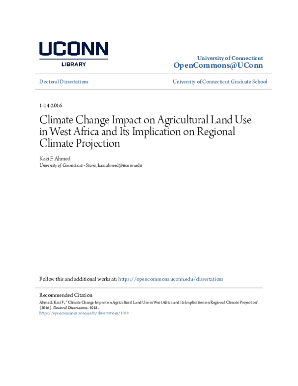(PDF) Climate Change Impact on Agricultural Land Use in West Africa and ...
