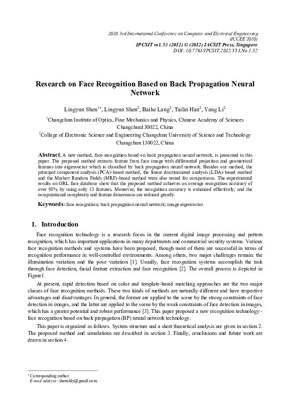 (PDF) PCA and back-propagation neural network based face recognition system