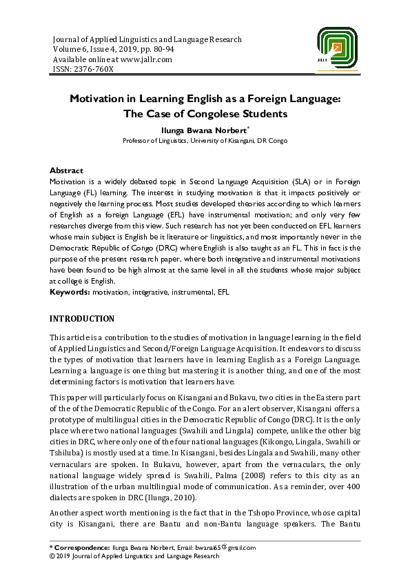 (PDF) Motivation in Learning English as a Foreign Language: The Case of ...